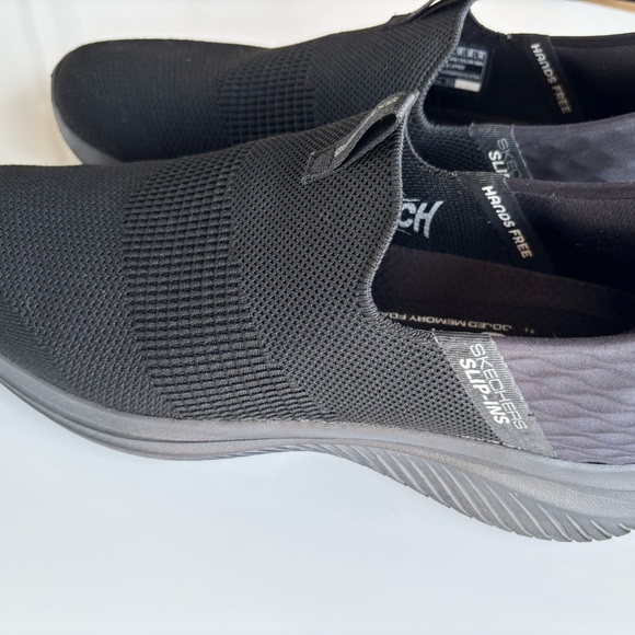 Skechers Black Slip-On Sneakers with Knit Mesh Upper - Picture 6 of 11